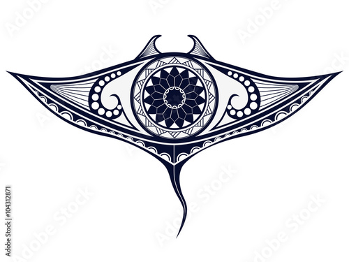 Maori style tattoo pattern in shape of manta ray. Fit for shoulders and upper back.