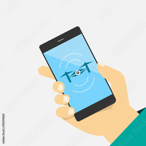 Mobile phone synchronization with drone vector graphics