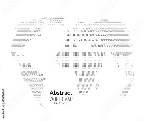 3d abstract world map planet, dots, global halftone concept