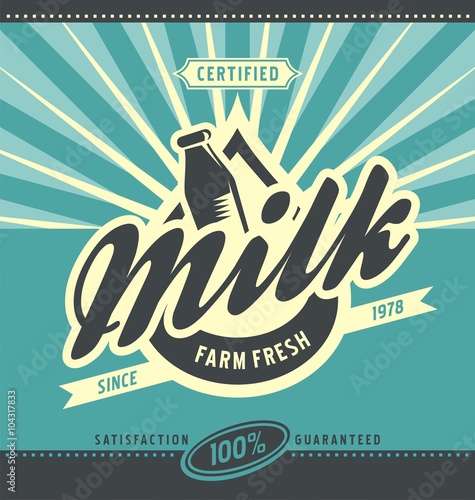 Retro farm fresh milk ad concept