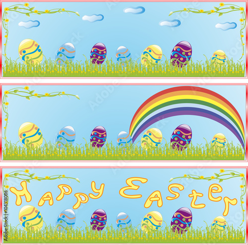 contains the image of the Easter banner with flowers and eggs