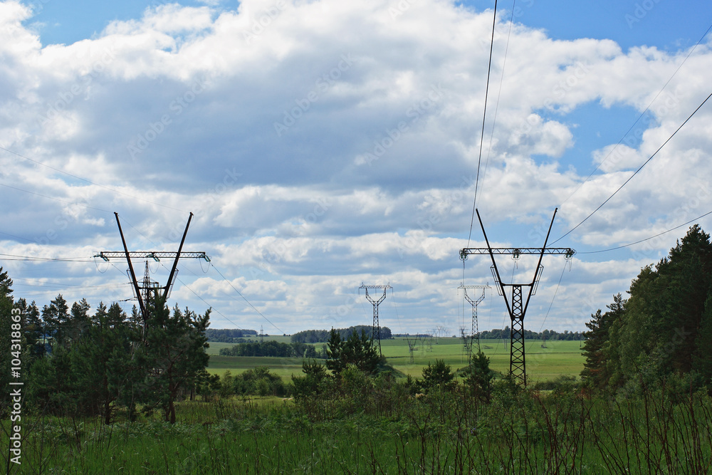 High voltage line in the countryside