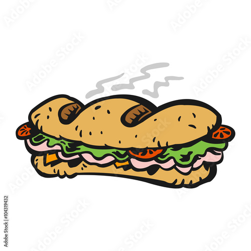 Submarine sandwich vector icon