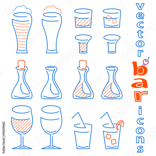 Vector drink icon set on white background