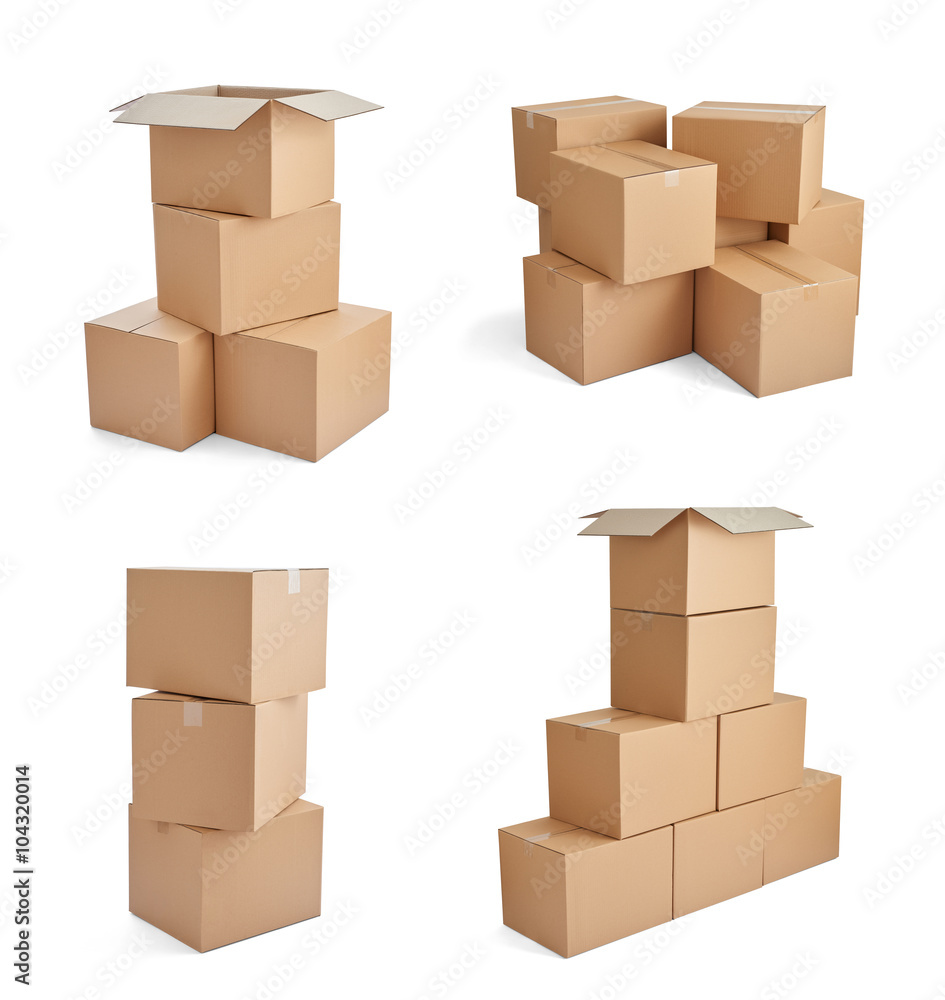 Fototapeta premium box package delivery cardboard carton stack
