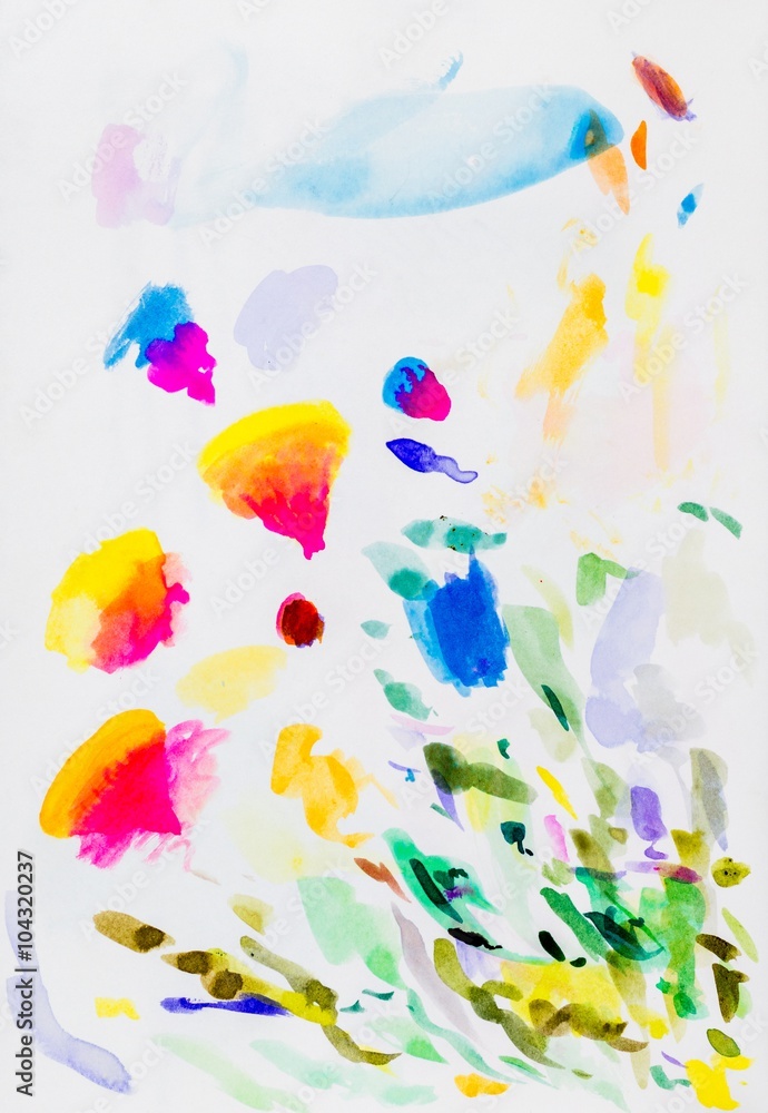 Coloured ink brush strokes on paper. Coloured ink brush strokes on paper.