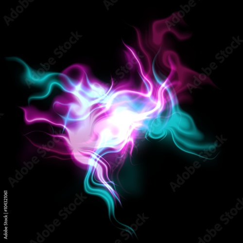 Abstract bright plasmatic texture on black background