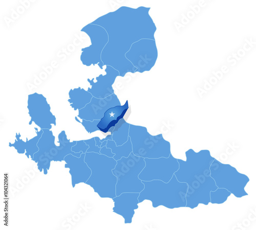 Map of Izmir - Karsiyaka is pulled out