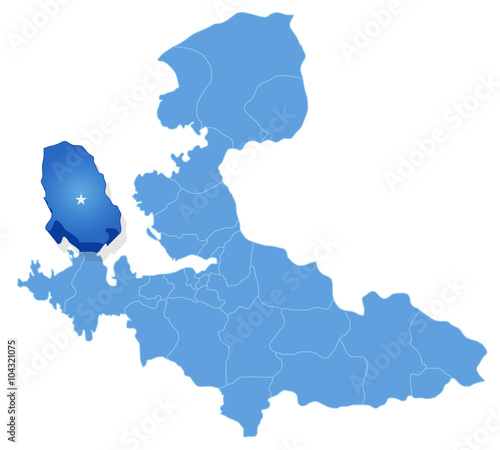 Map of Izmir - Karaburun is pulled out