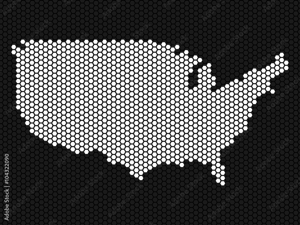 Abstract map of USA from hexagons
