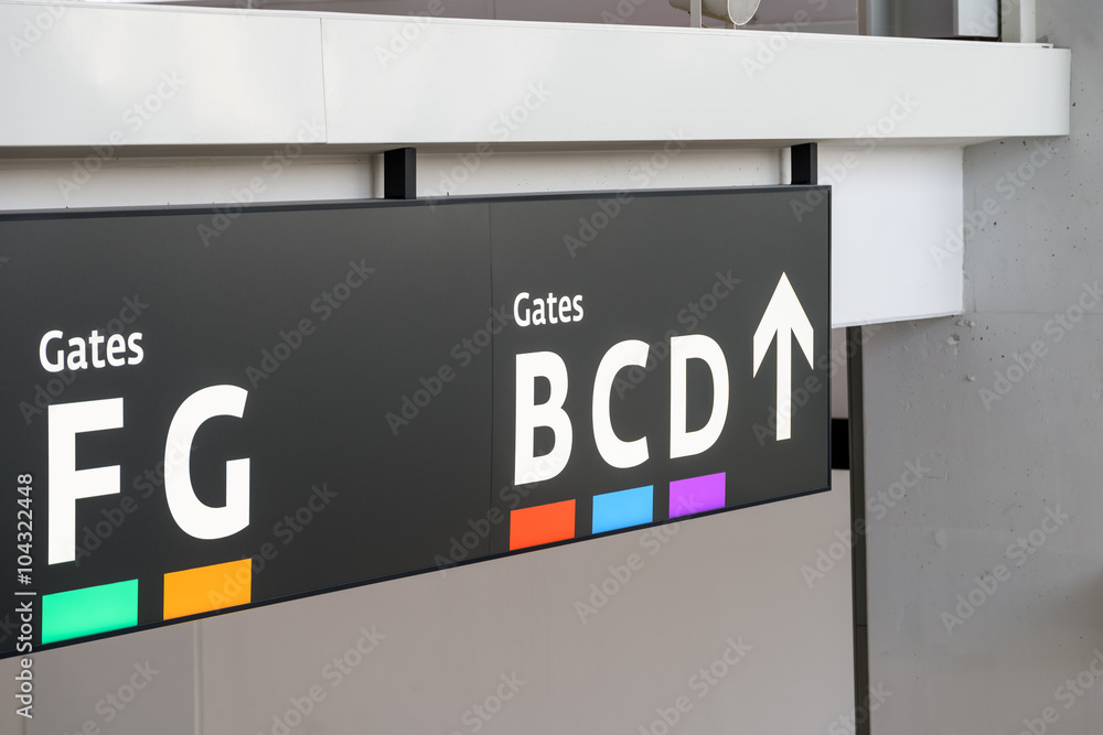 Departure Gates Signs In Airport Terminal Departure Gates Signs In Airport Terminal
