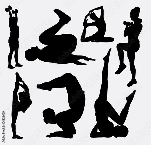 Aerobic man and woman sport show silhouette. Good use for symbol, logo, avatar, mascot, web icon, sticker, or any design you want. Easy to use.