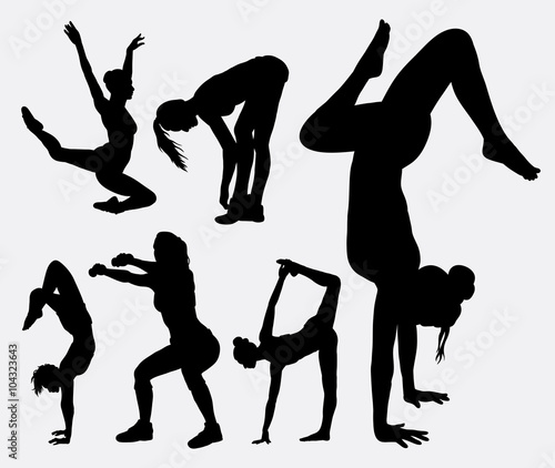 Aerobic sport female activity silhouette. Good use for symbol, logo, web icon, avatar, mascot, sticker, or any design you want. Easy to use. photo