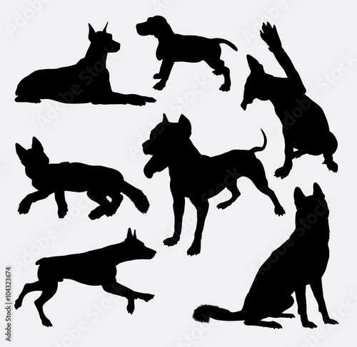 Dog pet animal silhouette 17. Good use for symbol, logo, web icon, mascot, sign, sticker design, or any design you wany. Easy to use.
