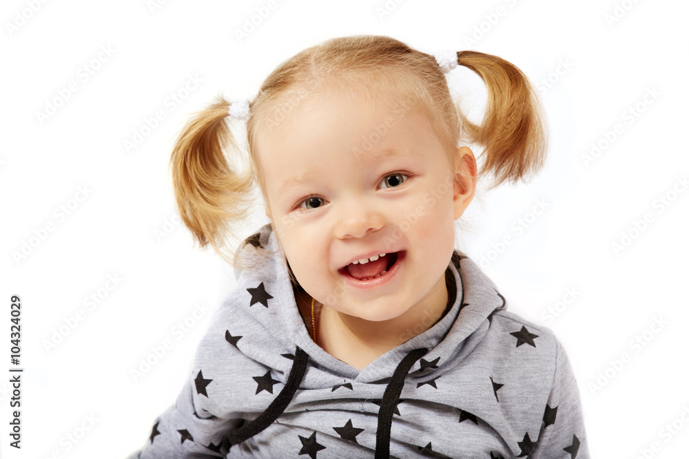 beautiful smiling little girl, white background beautiful smiling little girl, white background
