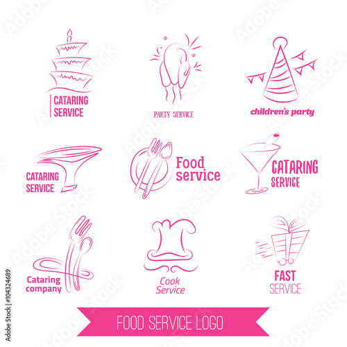 catering service logo. Colorful catering design. Catering, outdoor events, restaurant service, birgday, weddings isolated on white background.