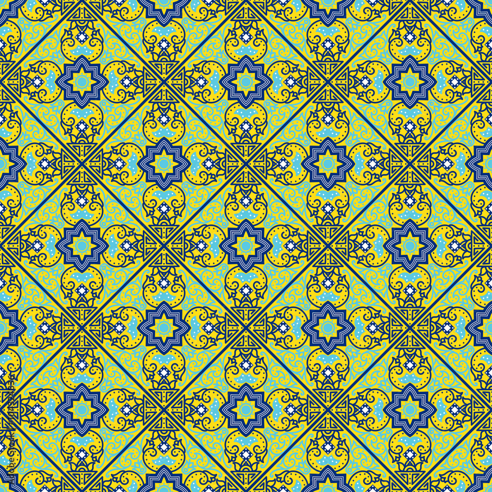 Portuguese azulejo tiles. Seamless patterns.