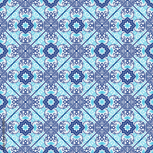 Portuguese azulejo tiles. Seamless patterns.