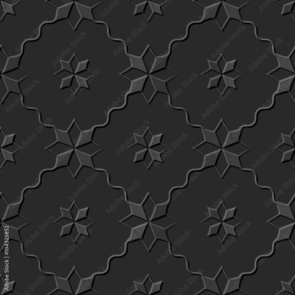 Seamless 3D elegant dark paper art pattern 172 Star Cross Wave Line
Seamless 3D elegant dark paper art pattern 172 Star Cross Wave Line