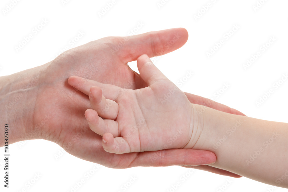 Baby and mothers hands isolated on white Baby and mothers hands isolated on white