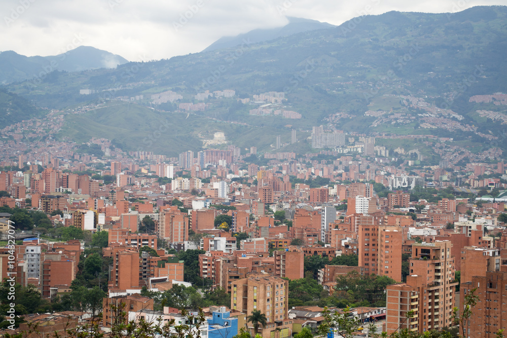 Amazing panorama of modern South American city Medellin, Colombia