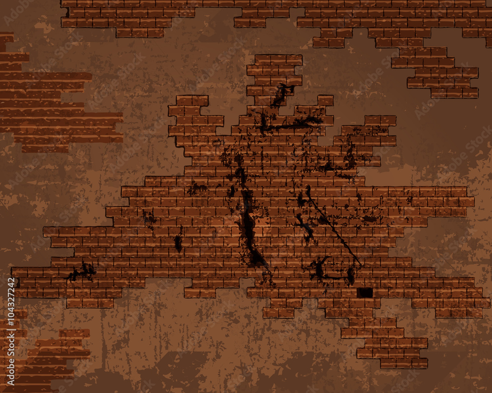 Fototapeta premium vector old shabby cracked brick wall