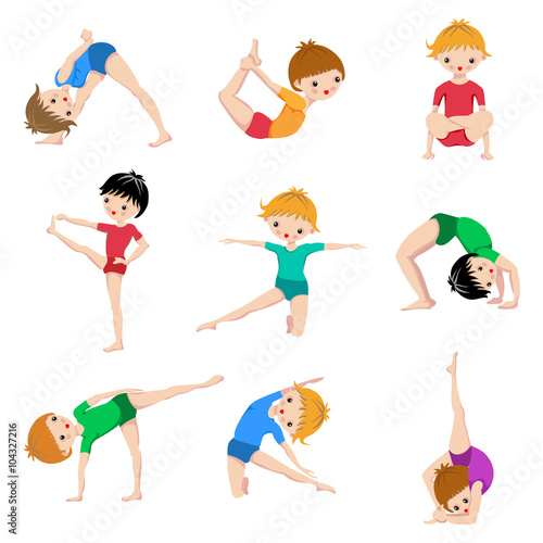 Gym Sketch Exercices Poster, Kids Yoga poses, Gymnastics, healthy lifestyle, Yoga children workout set, Sport, Asana