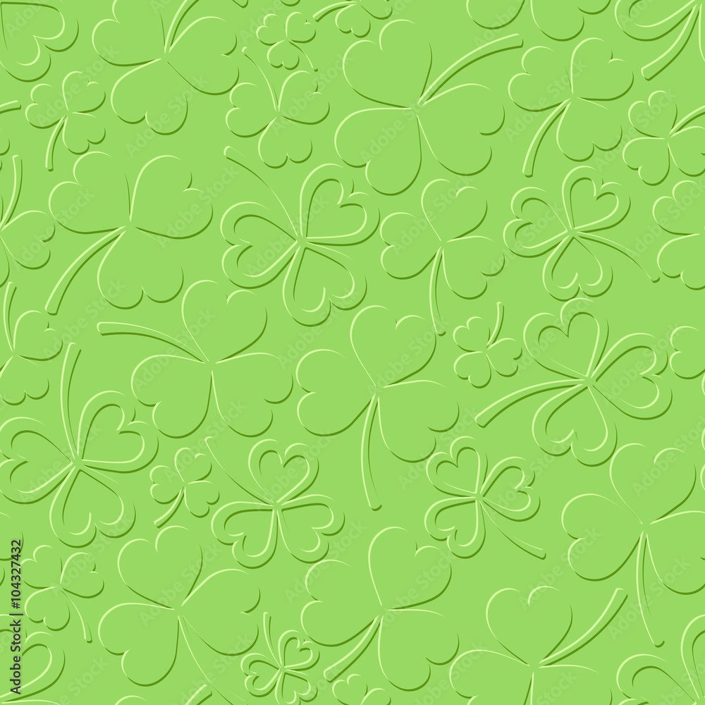 St. Patrick's day green seamless pattern with shamrock. Vector illustration. St. Patrick's day green seamless pattern with shamrock. Vector illustration.
