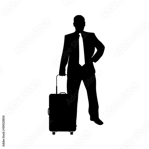 man with travel bag silhouette illustration in black