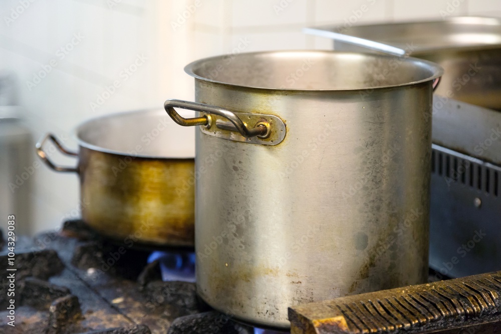 Pots on the gas cooker Pots on the gas cooker