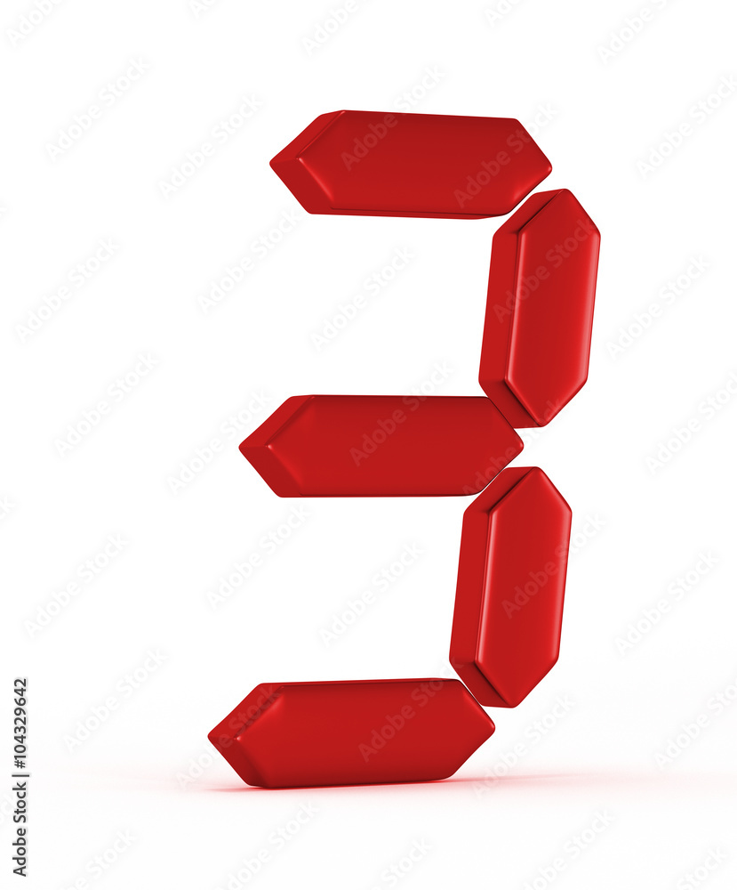 red number three on white background with shadow red number three on white background with shadow