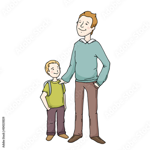 Happy Cute Parent And Child Standing Together Cartoon Doodle Father And Son Smiling Hand Drawn Family Vector Illustration Isolated On White Background Stock Vector Adobe Stock Happy Cute Parent And Child Standing Together Cartoon Doodle Father And Son Smiling Hand Drawn Family Vector Illustration Isolated On White Background Stock Vector Adobe Stock