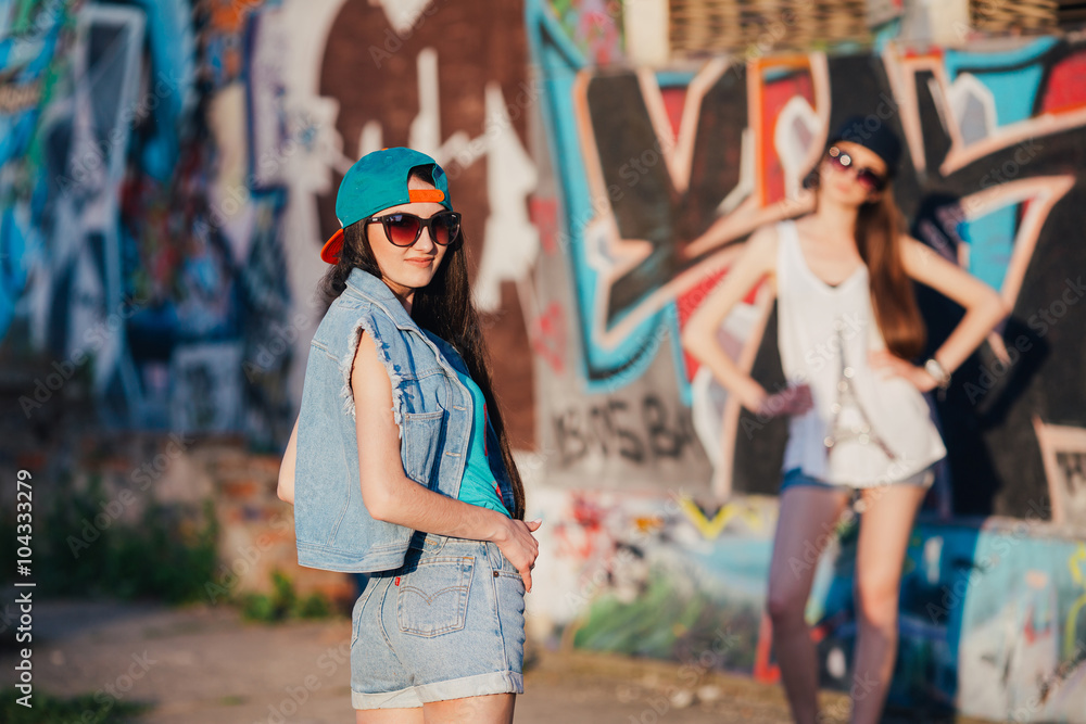 two funny and happy street girls two funny and happy street girls
