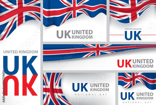 Abstract United Kingdom Flag, English Colors (Vector Art)