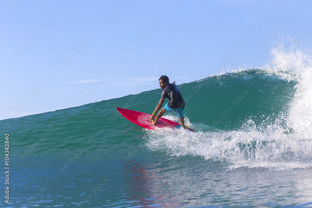 Surfer on Amazing Blue Wave