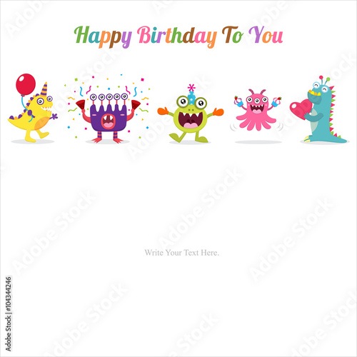 Cute Monster Invitation Birthday Card