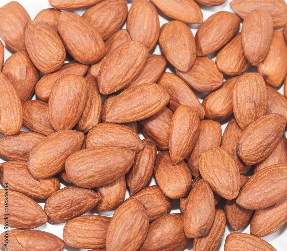 almonds background on white almonds background on white