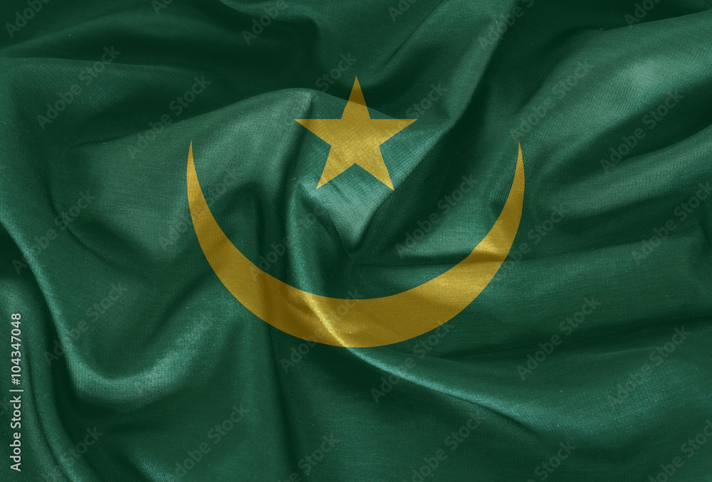 Mauritania flag pattern on the fabric texture