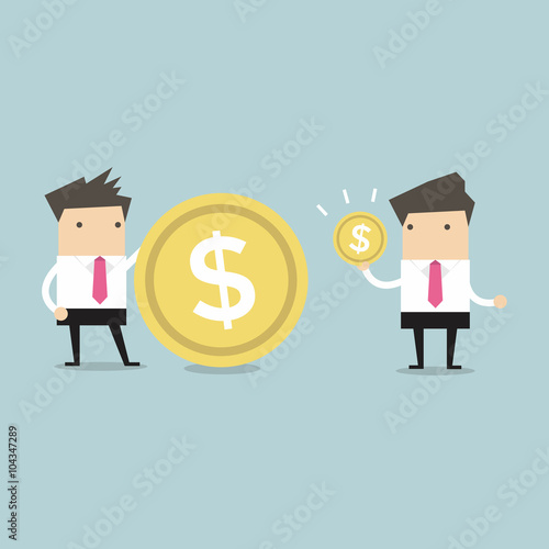 Businessmen comparing their income vector