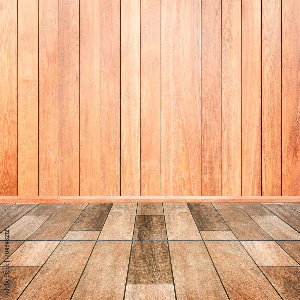 Wooden interior background of floor and wall Wooden interior background of floor and wall