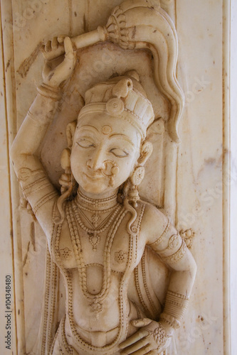 Detail of the carved pillar at Royal cenotaphs in Jaipur, Rajast