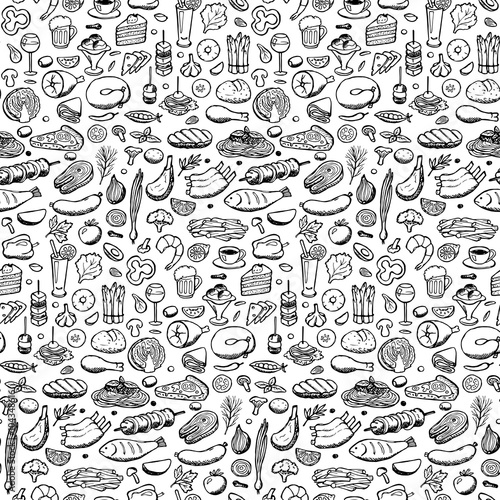 Set hand drawn food and drink