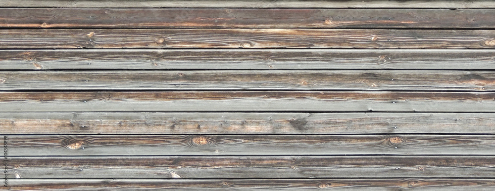 Fototapeta premium Old wood long planks boards grey brown vintage texture background.