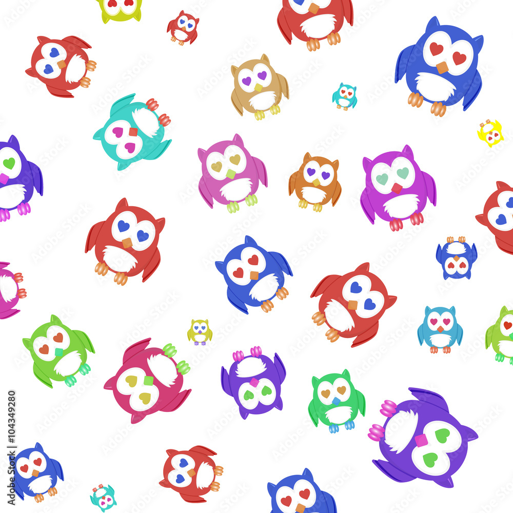 pattern. A lot of colorful owls. pattern. A lot of colorful owls.