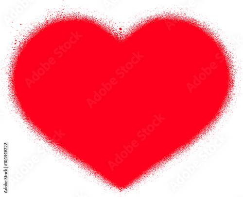 sprayed red graffiti heart over white