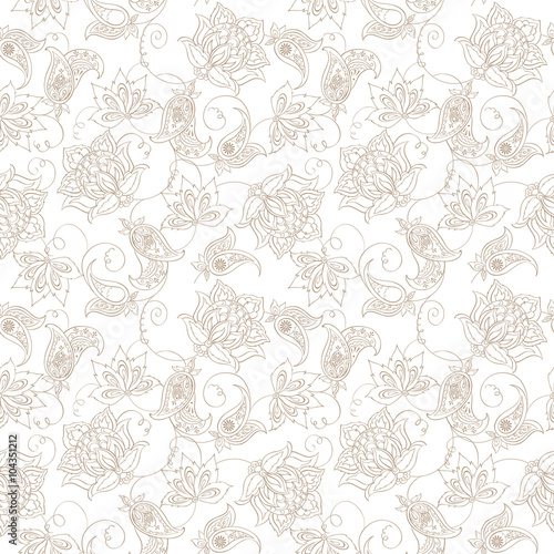 Floral Paisley Pattern. Seamless Asian Textile Background