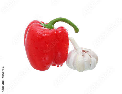 Fotografia Red Bell Pepper And Garlic