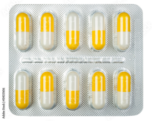 Fototapet Medicine pills packed in blisters