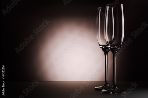 two empty champagne glasses