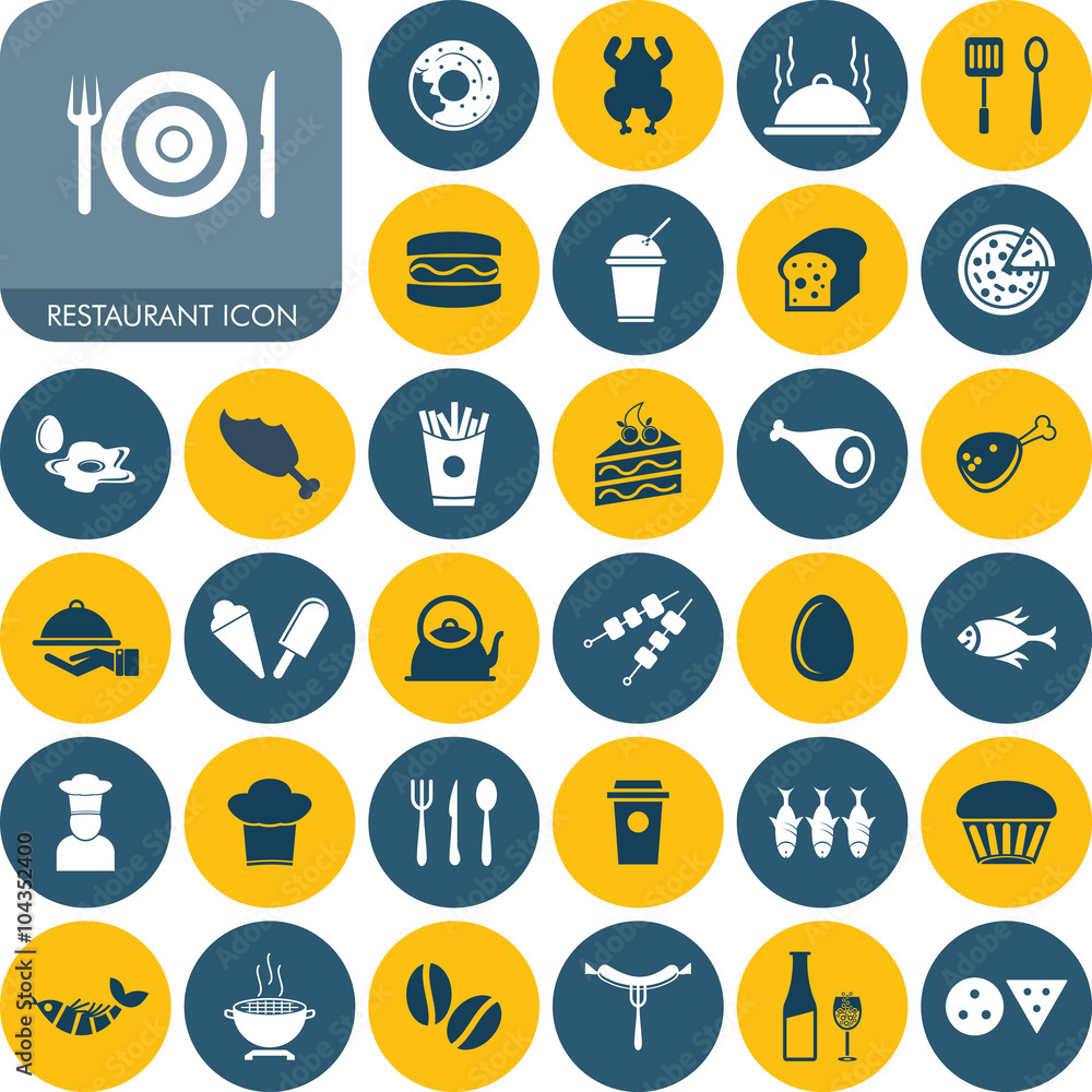 Restaurant & Food Icon Set For Web & Mobile Restaurant & Food Icon Set For Web & Mobile